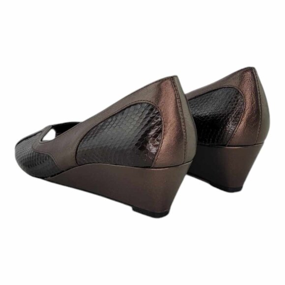 VANELi Snakeskin Embossed Wedge Peep Toe Heel Sz 8 - Picture 8 of 10